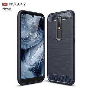 Brushed Texture Carbon Fiber TPU Case for Nokia 4.2(Navy Blue)