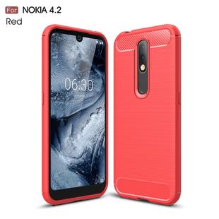 Brushed Texture Carbon Fiber TPU Case for Nokia 4.2(Red)