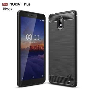 Brushed Texture Carbon Fiber TPU Case for Nokia 1 Plus(Black)