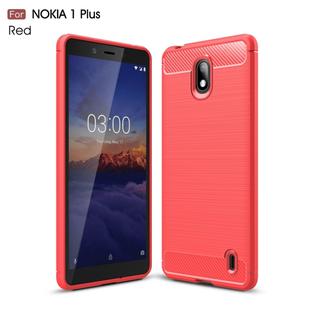 Brushed Texture Carbon Fiber TPU Case for Nokia 1 Plus(Red)
