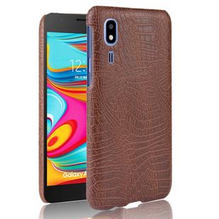 Crocodile Texture Shockproof PC + PU Case for Galaxy A2 Core(Brown)