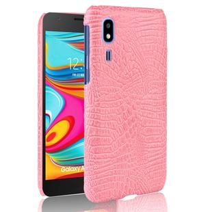 Crocodile Texture Shockproof PC + PU Case for Galaxy A2 Core(Pink)