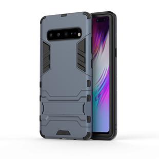 Shockproof PC + TPU Case for Galaxy S10 5G, with Holder(Navy Blue)