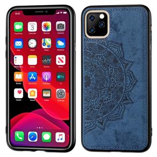 Embossed Mandala pattern PC + TPU + Fabric Phone Case for iPhone 11 Pro , with Lanyard & Magnetic(Blue)