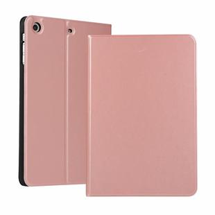 left and right solid color elastic leather case for iPad Mini 1 / Mini 2 / Mini 3  with stand with sleep function, TPU soft shell bottom case(Rose gold)