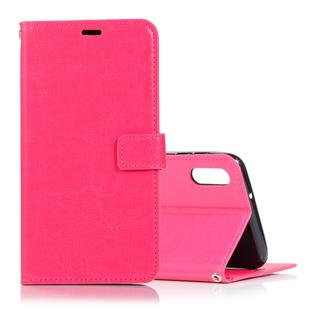 Crazy Horse Texture Horizontal Flip Leather Case with Holder & Card Slots & Wallet & Photo Frame for Galaxy M10(Magenta)