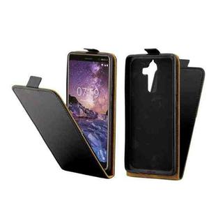 Business Style Vertical Flip TPU Leather Case with Card Slot for Nokia 7 Plus(Black)