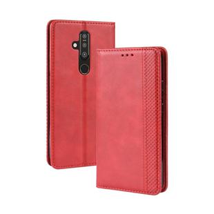 Magnetic Buckle Retro Crazy Horse Texture Horizontal Flip Leather Case for Nokia X71 / 8.1 Plus, with Holder & Card Slots & Photo Frame(Red)