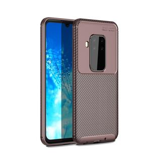 Beetle Series Carbon Fiber Texture Shockproof TPU Case for Motorola MOTO P40 Note(Brown)