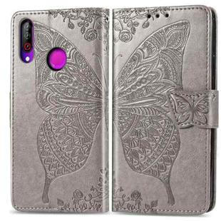 Butterfly Love Flowers Embossing Horizontal Flip Leather Case for LG W30 , with Holder & Card Slots & Wallet & Lanyard(Gray)