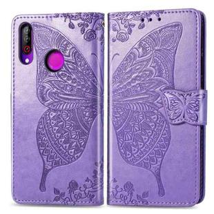 Butterfly Love Flowers Embossing Horizontal Flip Leather Case for LG W30 , with Holder & Card Slots & Wallet & Lanyard(Light Purple)