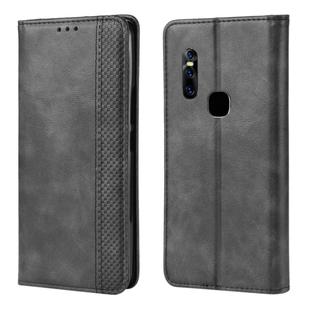 Magnetic Buckle Retro Crazy Horse Texture Horizontal Flip Leather Case for Vivo V15, with Holder & Card Slots & Photo Frame(Black)