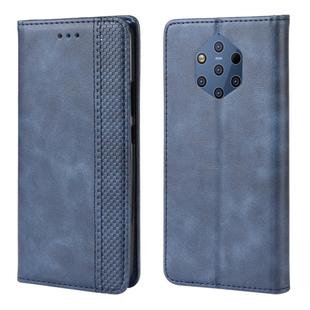 Magnetic Buckle Retro Crazy Horse Texture Horizontal Flip Leather Case for Nokia 9 PureView, with Holder & Card Slots & Photo Frame(Blue)