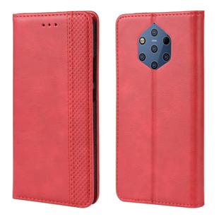 Magnetic Buckle Retro Crazy Horse Texture Horizontal Flip Leather Case for Nokia 9 PureView, with Holder & Card Slots & Photo Frame(Red)