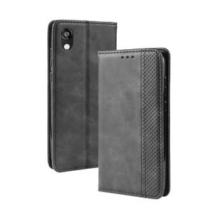 Magnetic Buckle Retro Crazy Horse Texture Horizontal Flip Leather Case for Huawei Y5 (2019), with Holder & Card Slots & Photo Frame(Black)