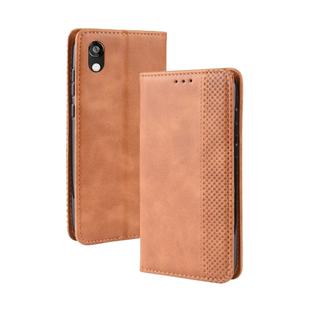 Magnetic Buckle Retro Crazy Horse Texture Horizontal Flip Leather Case for Huawei Y5 (2019), with Holder & Card Slots & Photo Frame(Brown)