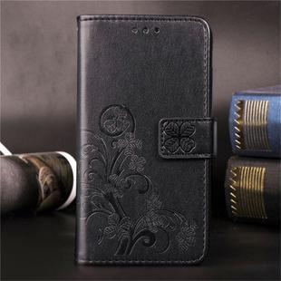 Lucky Clover Pressed Flowers Pattern Leather Case for Huawei Honor 9X Pro, with Holder & Card Slots & Wallet & Hand Strap(Black)