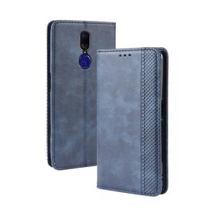Magnetic Buckle Retro Crazy Horse Texture Horizontal Flip Leather Case for Oppo F11 , with Holder & Card Slots & Photo Frame(Blue)