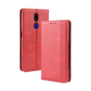 Magnetic Buckle Retro Crazy Horse Texture Horizontal Flip Leather Case for Oppo F11 , with Holder & Card Slots & Photo Frame(Red)