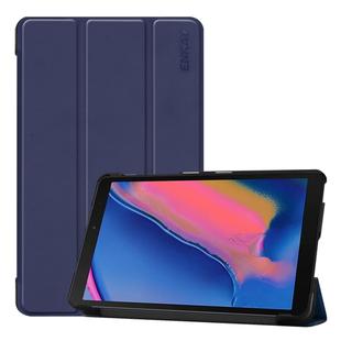 ENKAY PU Leather + Plastic Bottom Case with Three-folding Holder for Galaxy Tab A 8 (2019) P200 / P205(Dark Blue)