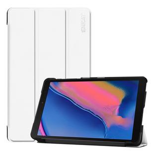 ENKAY PU Leather + Plastic Bottom Case with Three-folding Holder for Galaxy Tab A 8 (2019) P200 / P205(White)