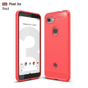 Brushed Texture Carbon Fiber TPU Case for Google Pixel 3a(Red)