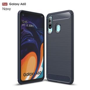 Brushed Texture Carbon Fiber TPU Case for Galaxy A60(Navy Blue)