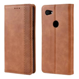 Magnetic Buckle Retro Crazy Horse Texture Horizontal Flip Leather Case for Google Pixel 3a , with Holder & Card Slots & Photo Frame(Brown)