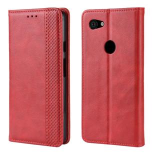 Magnetic Buckle Retro Crazy Horse Texture Horizontal Flip Leather Case for Google Pixel 3a XL , with Holder & Card Slots & Photo Frame(Red)