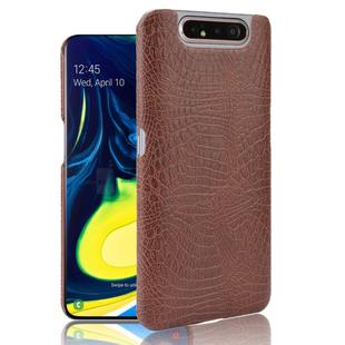 Shockproof Crocodile Texture PC + PU Case for Galaxy A80 / A90(Brown)