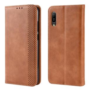 Magnetic Buckle Retro Crazy Horse Texture Horizontal Flip Leather Case for Huawei Y6 Pro (2019)  , with Holder & Card Slots & Photo Frame(Brown)