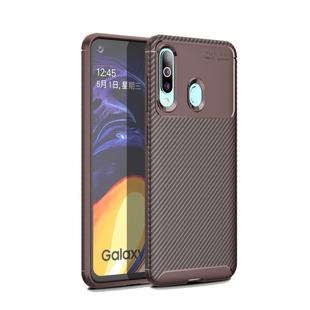 Beetle Series Carbon Fiber Texture Shockproof TPU Case for Galaxy A60(Brown)