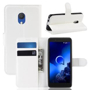 Litchi Texture Horizontal Flip Leather Case for Alcatel 1C 2019, with Holder & Card Slots & Wallet(White)