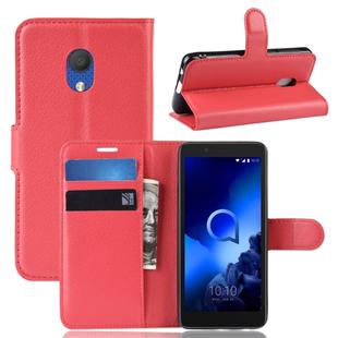 Litchi Texture Horizontal Flip Leather Case for Alcatel 1C 2019, with Holder & Card Slots & Wallet(Red)