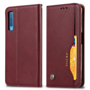 Knead Skin Texture Horizontal Flip Leather Case for Galaxy A50 , with Photo Frame & Holder & Card Slots & Wallet(Wine Red)