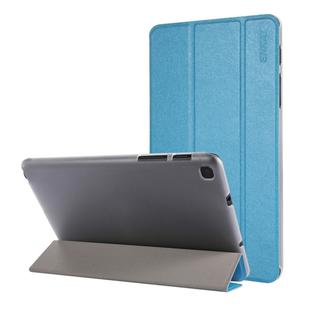 ENKAY Silk Texture PU Leather + Plastic Bottom Case with Three-folding Holder for Galaxy Tab A 8 (2019) P200 / P205(Light Blue)