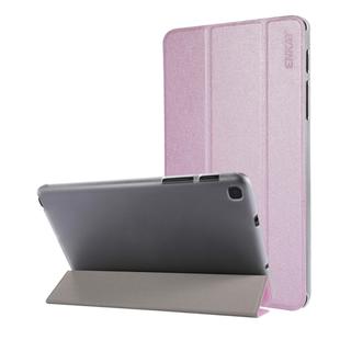 ENKAY Silk Texture PU Leather + Plastic Bottom Case with Three-folding Holder for Galaxy Tab A 8 (2019) P200 / P205(Pink)