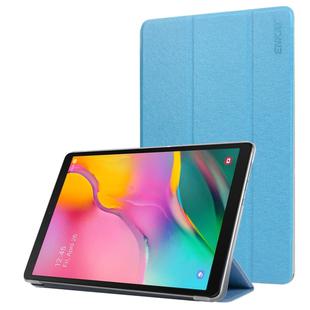 ENKAY Silk Texture PU Leather + Plastic Bottom Case with Three-folding Holder for Galaxy Tab A 10.1 (2019) T510 / T515(Light Blue)