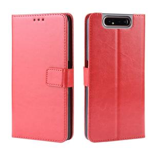 Retro Crazy Horse Texture Horizontal Flip Leather Case for Galaxy A80 / A90, with Holder & Card Slots & Photo Frame(Red)