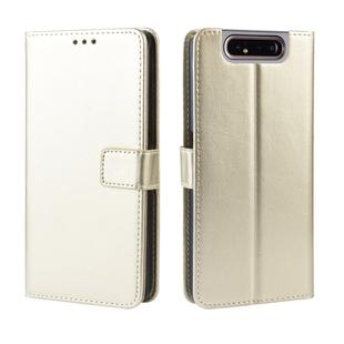 Retro Crazy Horse Texture Horizontal Flip Leather Case for Galaxy A80 / A90, with Holder & Card Slots & Photo Frame(Gold)