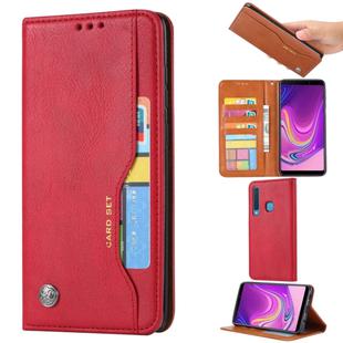 Knead Skin Texture Horizontal Flip Leather Case for Samsung A9 2018, with Photo Frame & Holder & Card Slots & Wallet(Red)