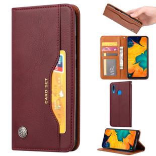 Knead Skin Texture Horizontal Flip Leather Case for Samsung Galaxy A40, with Photo Frame & Holder & Card Slots & Wallet(Wine Red)