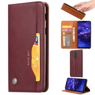 Knead Skin Texture Horizontal Flip Leather Case for Huawei Mate 20 Lite, with Photo Frame & Holder & Card Slots & Wallet(Wine Red)