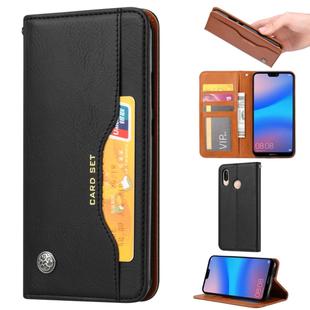 Knead Skin Texture Horizontal Flip Leather Case for Huawei Enjoy 9 Plus / Y9 2019, with Photo Frame & Holder & Card Slots & Wallet(Black)