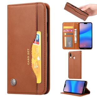 Knead Skin Texture Horizontal Flip Leather Case for Huawei Enjoy 9 Plus / Y9 2019, with Photo Frame & Holder & Card Slots & Wallet(Brown)