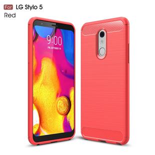 Brushed Texture Carbon Fiber TPU Case for LG Stylo 5(Red)