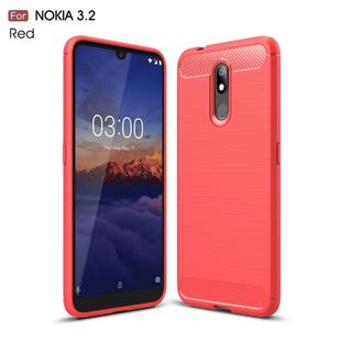 Brushed Texture Carbon Fiber TPU Case for Nokia 3.2(Red)