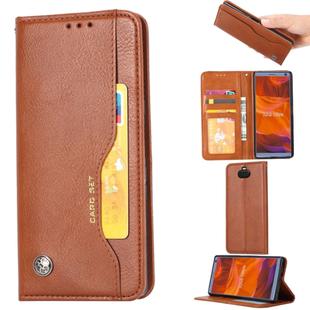 Knead Skin Texture Horizontal Flip Leather Case for Sony Xperia 10, with Photo Frame & Holder & Card Slots & Wallet(Brown)