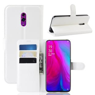 Litchi Texture Horizontal Flip PU Leather Case for OPPO Reno, with Wallet & Holder & Card Slots(White)