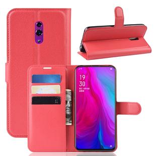 Litchi Texture Horizontal Flip PU Leather Case for OPPO Reno, with Wallet & Holder & Card Slots(Red)